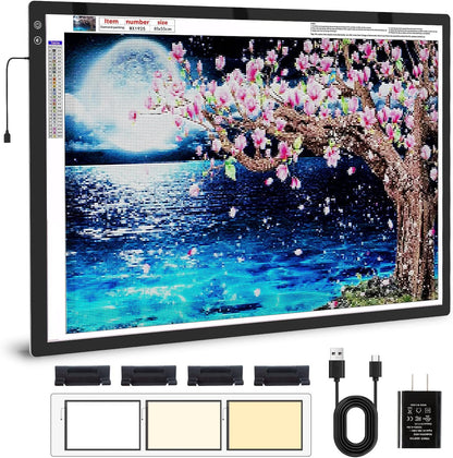 Rechargeable A4 Light Box with Padded Case,led Light pad with Built-in Stand & Clip,6 Levels of Brightness lightbox for tracing,Diamond Painting.Light Table for Artists,Drawing,Sketching,Animation