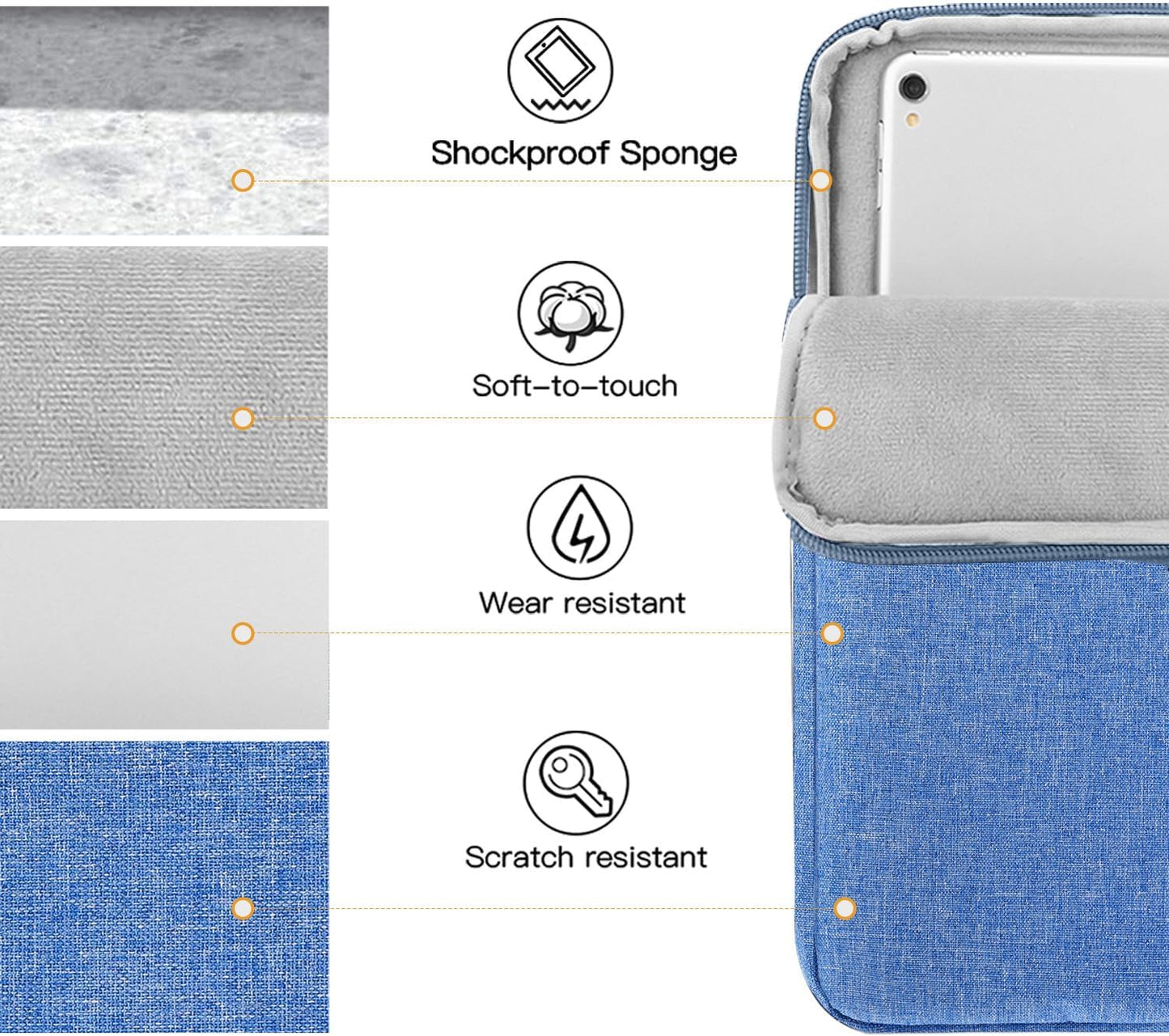 TiMOVO 9-11" Tablet Sleeve Bag for iPad 11-inch A16 2025, iPad 10.9"/10.2"| Air 11 Inch/5th/4th Gen. 10.9", Galaxy Tab A9+/A11Plus 11", Protective Bag Fit Smart Keyboard, Dusty Blue