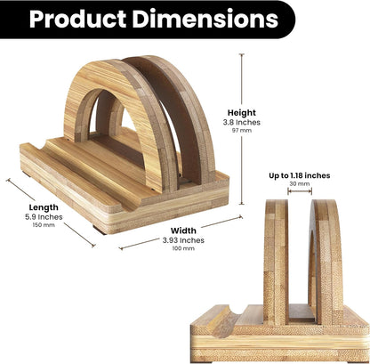 Kothar Premium Wood Vertical Laptop Stand - Adjustable Single Slot Bamboo Holder for MacBook, Dell, HP, and More | Space-Saving Desktop Organizer | Eco-Friendly, Sleek & Durable Design
