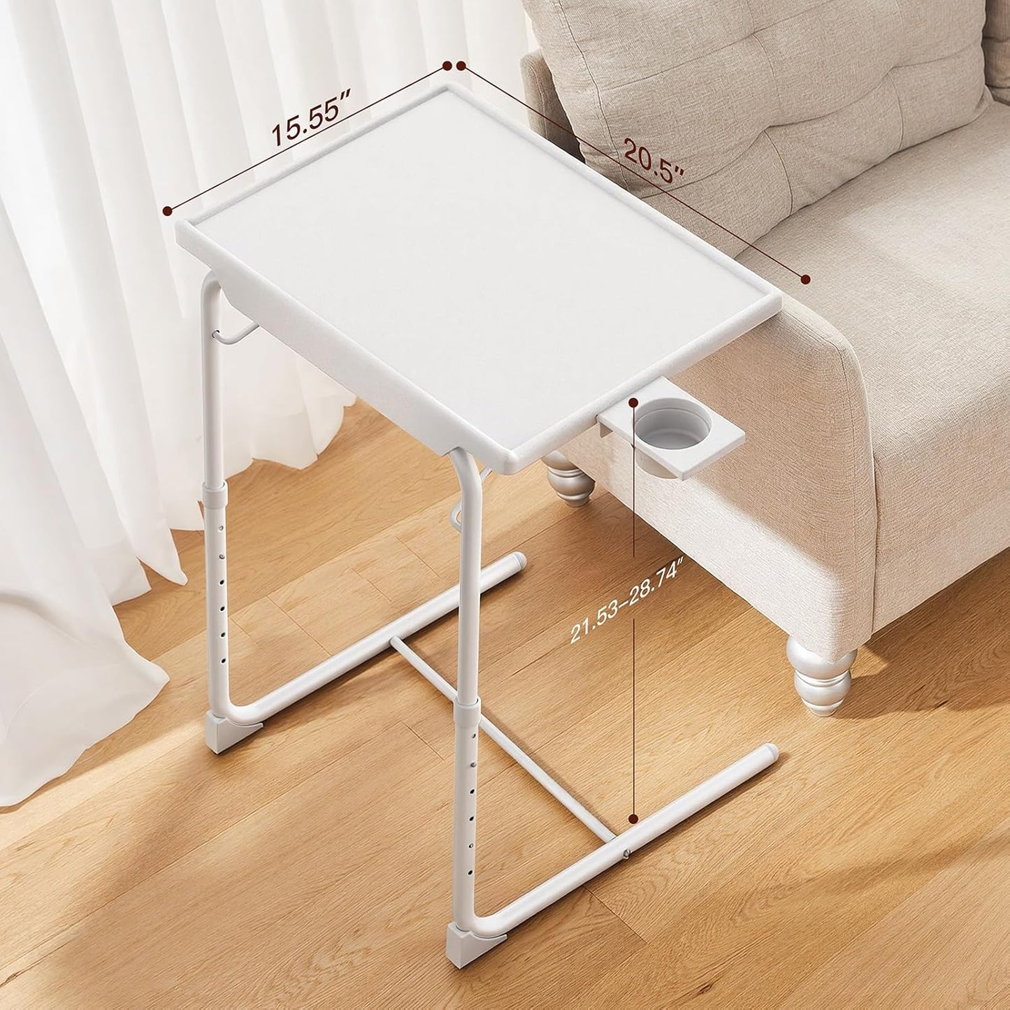 HUANUO TV Tray, Adjustable TV Tray Table - TV Dinner Tray on Bed & Sofa, Comfortable Folding TV Tray with 6 Height & 3 Tilt Angle Adjustments (Black)