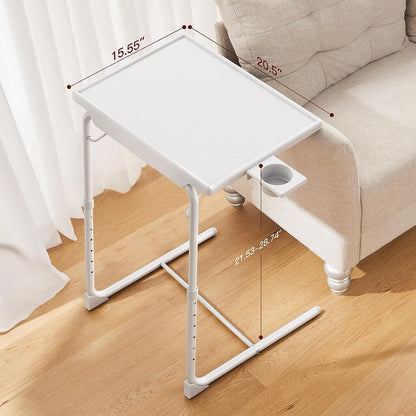 HUANUO TV Tray, Adjustable TV Tray Table - TV Dinner Tray on Bed & Sofa, Comfortable Folding TV Tray with 6 Height & 3 Tilt Angle Adjustments (Black)