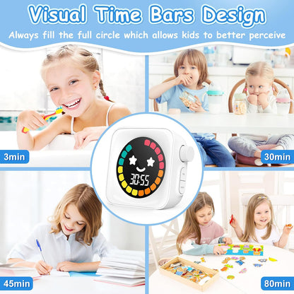 HAUKINIX 99-Minute Visual Timer with Pomodoro Timer Productivity Focus Timer Countdown Stopwatch Desk ADHD for Study, Work, Student, Procrastination, Loud Alarm/Mute/Vibration, 2 Brightness Levels