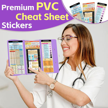 Nursing Clipboard Foldable Nurse Clipboards: Folding Medical Clipboard with Nursing Edition Cheat Sheets Pocket Size Foldable Clipboards for Nurses Clinical Clip Board for Students Doctors Green