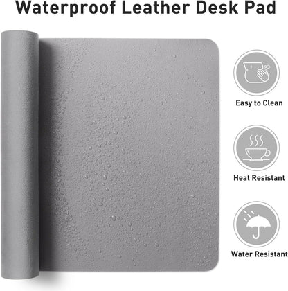 Aothia Leather Office Desk Pad Protector, Non-Slip PU Leather Desk Blotter, Waterproof Laptop Writing Mouse Pad for Office and Home, Black, 31.5" x 15.7" - Colors B