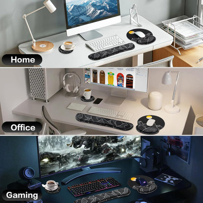 Ergonomic Keyboard Wrist Rest, Mouse Pad with Wrist Rest Anime, Cat Gaming Mousepad with Wrist Support, Memory Foam Wrist Rest Set for Computer Keyboard, Funny Cute Office Desk Accessories