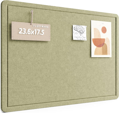 Fluxynara Bulletin Board, 23.6" x 17.5" Cork Board Alternative with 12 Safe Removable Adhesive Tabs, Foldable Felt Pin Board for Home Office, Classroom, Bedroom,Entryway for Walls—Sage