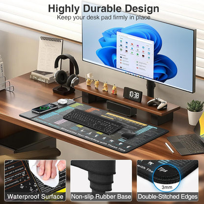 Wireless Charging Mouse Pad with Foldable Phone Holder, 31.5"x15.8" Large Desk Mat for Laptop/Keyboard, Waterproof Ultra-Smooth Surface, Non-Slip Base, Black