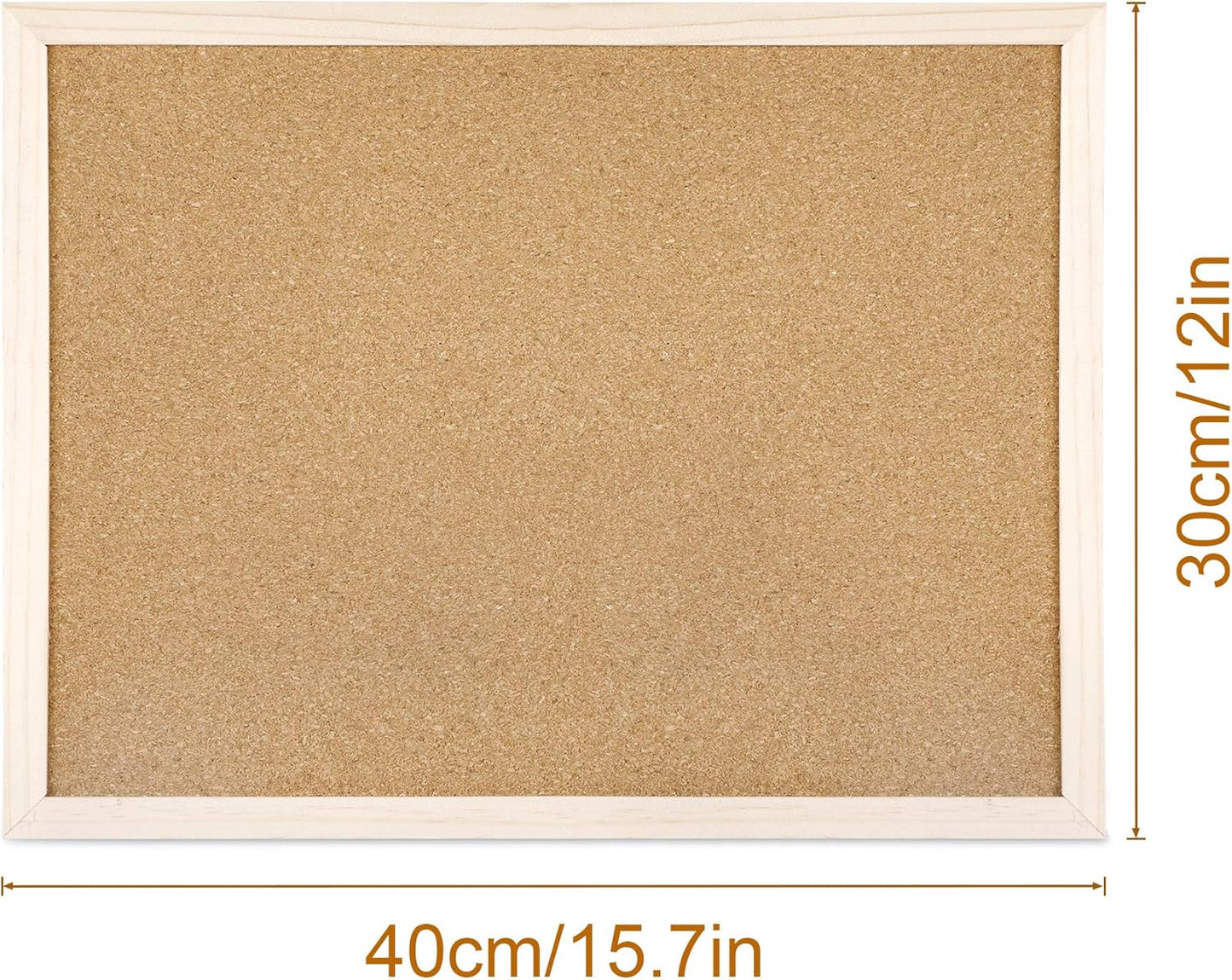 FEBSNOW Cork Board Bulletin Board 15.7 x 12 Inches with Rectangle White Frame Hanging Pin for Office Home Message Board or Vision Board Decoration