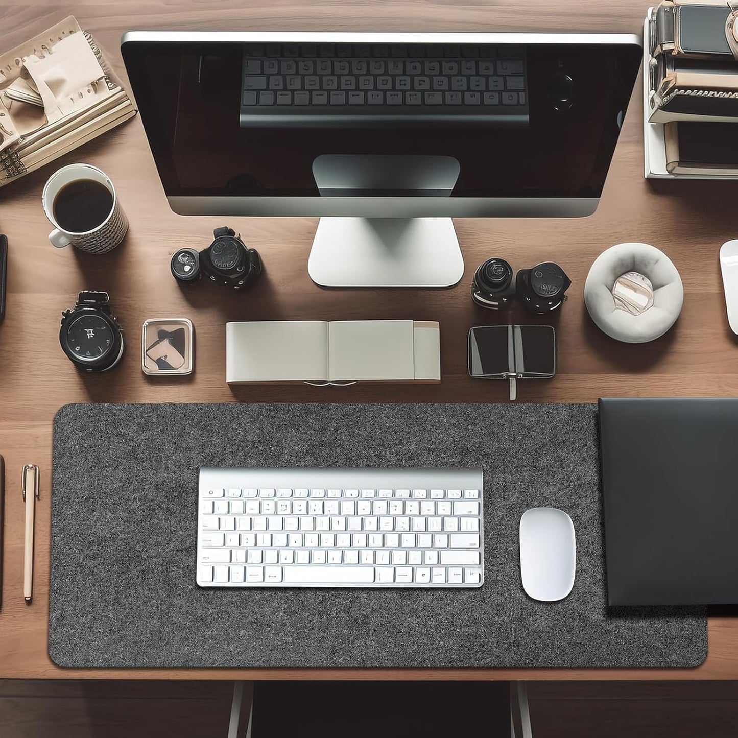 Large Felt Desk mat, 40''x16'' with Non-Slip Full Desk Mouse Pad,Office Computer Desk for Keyboard Mat,Felt Desk Mat for Desk Pad Protector（100x40cm）