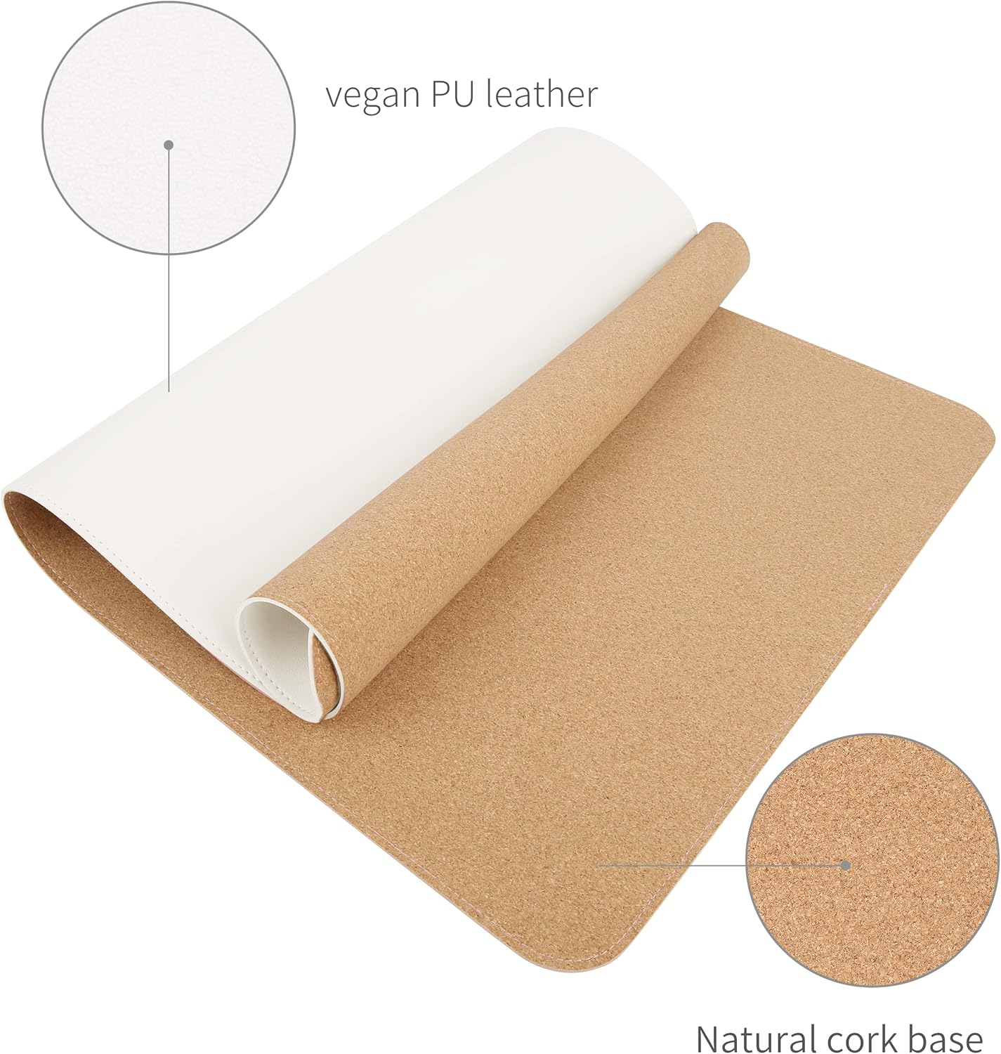 RENMTURE Dual-Sided Mouse Pad, Natural Cork & PU Leather Large Desk Pad for Office and Home Work, Desk Protector Non-Slip, Waterproof, Easy Clean (Olive Green, 32"x16")