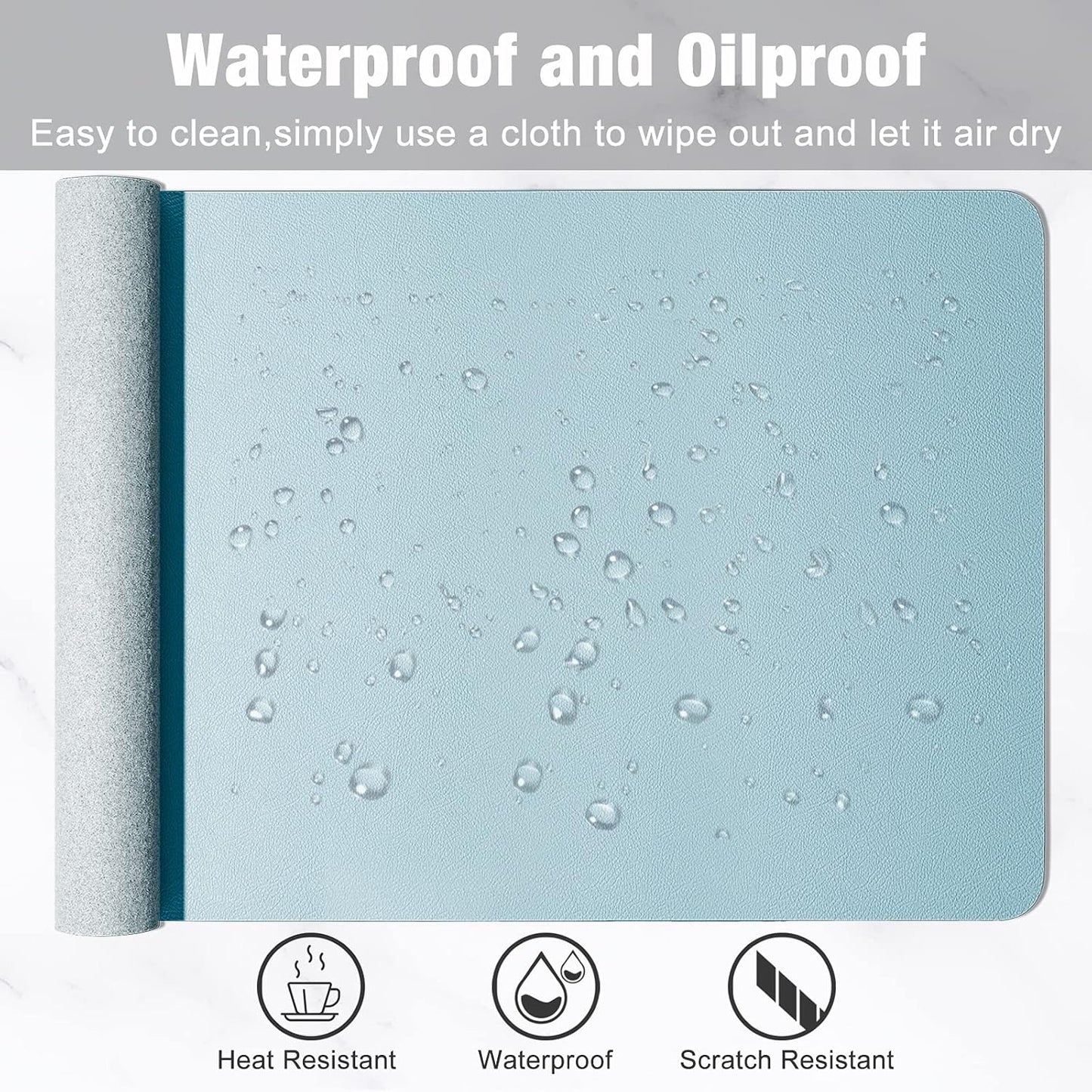 Hsurbtra Desk Pad, 23.6" x 13.8" PU Leather Desk Mat, M Extended Mouse Pad, Waterproof Desktop Blotter Protector, Non-Slip Ultra Thin Small Laptop Keyboard Writing Mat for Office Home, Pink