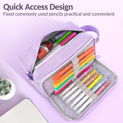 Sooez Original High Capacity Pencil Case, Big Pencil Bag Pouch Box Organizer Pen Case, Aesthetic Supply for Girls Adults, Portable Journaling Supplies with Easy Grip Handle & Loop, Mint Green