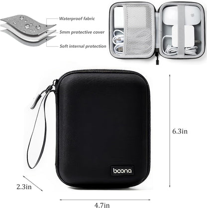 Small Travel Carrying Storage Case, 4.4"x4.4" Charger Organizer, Pouch compatible with MacBook Power Adapter, Laptop Accessories Cables, Cords, USB Drives, Earphones