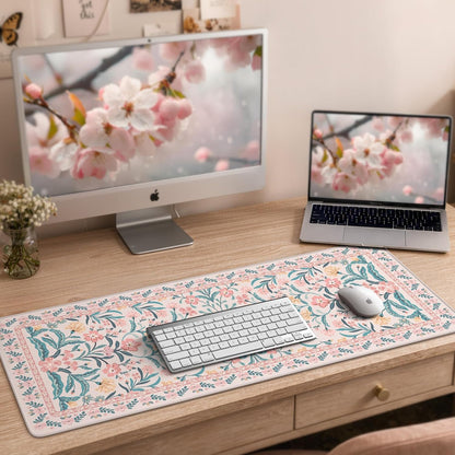 iCasso Desk Mat for Keyboard and Mouse, Large Mouse Pad, Desk Pad Mat, Anti-Slip Big Mousepad with Stitched Edges for Computer Desktop(Deep Green)