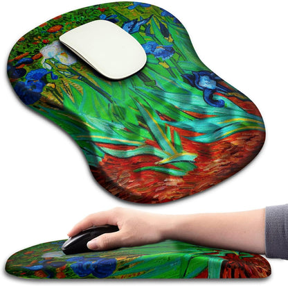 Hokafenle Ergonomic Mouse Pad Wrist Support with Massage Design, Wrist Rest Pain Relief Mousepad with Memory Foam&Non-Slip PU Base, Mouse Pads for Wireless Mouse & Desk (12x8 inch,Black)