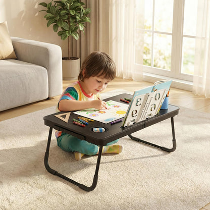 BUYIFY Foldable Laptop Bed Desk for Couch, Sofa - Large Lap Desk Tray Table with Cup Holder and Tablet Slot - Portable Notebook Stand for Eating, Writing, Studying and WFH -NEW-006-USA Original Patent