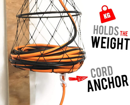 Extension Cord Winder Organizer, Transportable from Wall to Wall with 2 Fixed and 1 Swivel Wall Mount