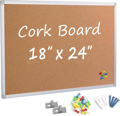 Bulletin Board 36 x 48, Silver Aluminium Framed 4x3 Large Wall Mounted Cork Office Notice Pin Board