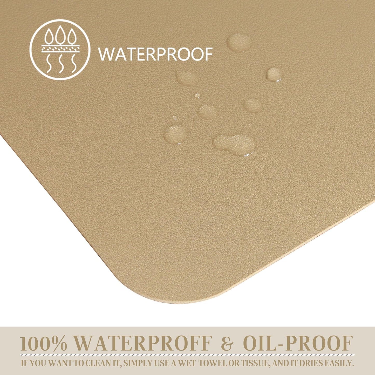HofferRuffer Desk Pad, Office Desk Protector Mat, Waterproof Desk Mat for Desktop, Dual Side Use Faux Leather Desk Pad for Keyboard and Mouse for Office and Home (Gold+Cork, 31.5" x 15.8")