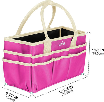 Jjring Craft and Art Organizer Tote Bag - 600D Silver Nylon Fabric Art Caddy with Pockets - for Art, Craft, Sewing, Medical, and Office Supplies Storage