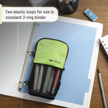 Mr. Pen- Standing Pencil Case Pouch, Sit & Lay Mesh-View Design, Black & Gray, Interior Pocket & 2 Elastic Binder Loops, Cute Pencil Case for Girls and Boys