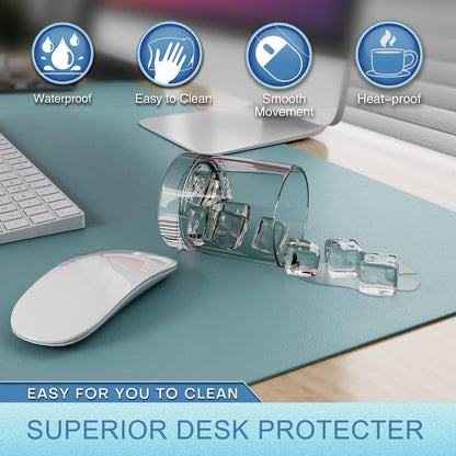 K KNODEL Leather Desk Pad Protector, Office Desk Mat, Large PVC Leather Desk Blotter, Non-Slip Mouse Pad (Dark Brown, 15.7" x 31.5")