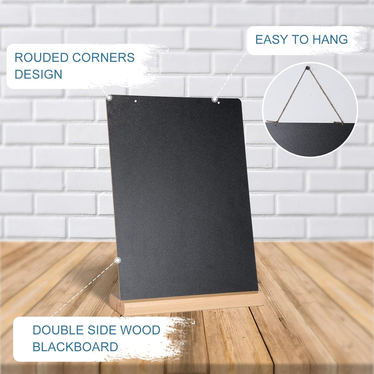 11.7x16.5 Inch Tabletop Chalkboard with Wood Base, Menu Chalkboard Stand, Message Board, Bar and Special Event Decorations, Hanging Double-Sided Chalkboards Sign for DIY Home Decoration-Walnut