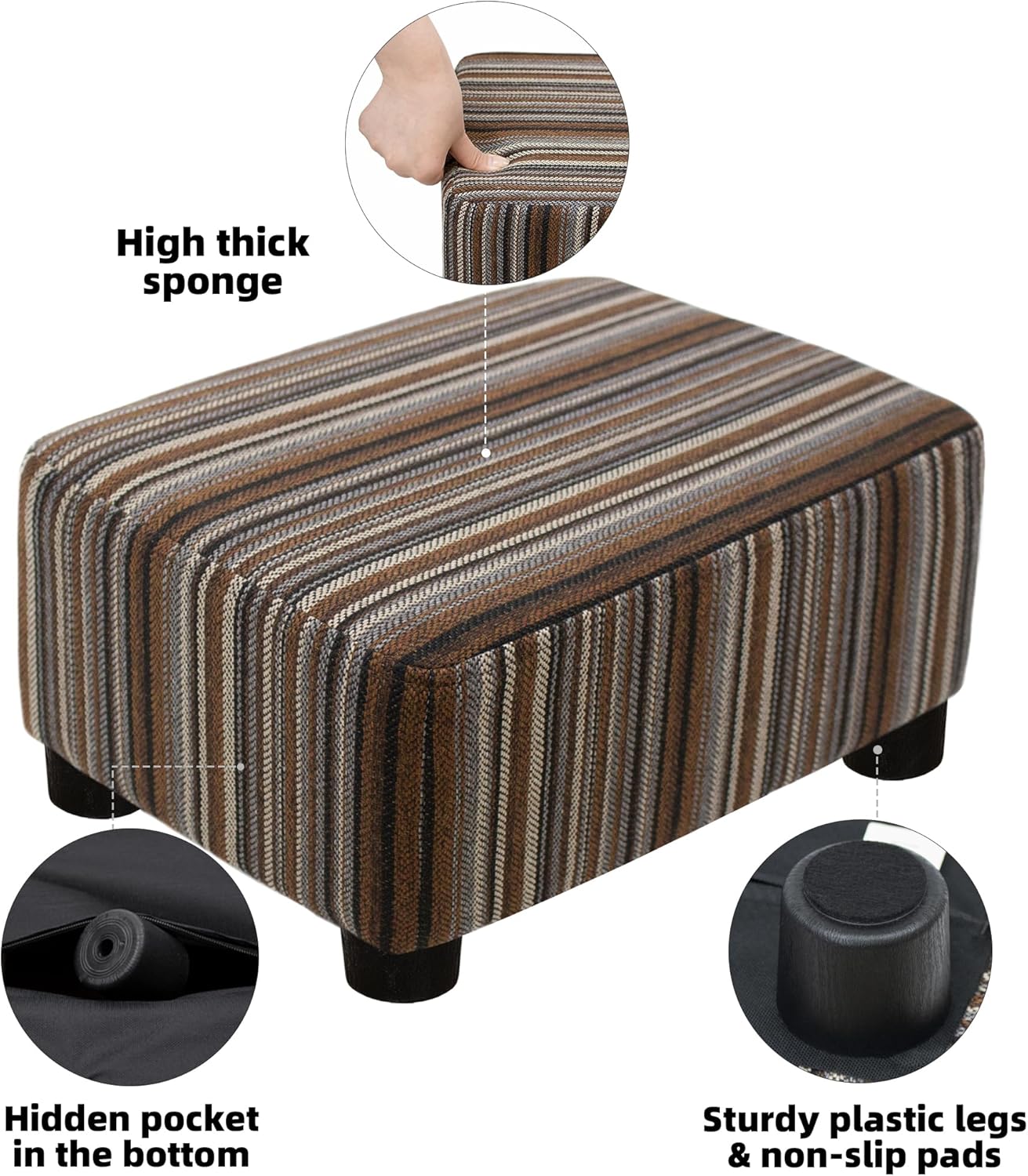 CAROLMADE Small Foot Stool Ottoman Footstool with Legs Under Desk Footrest for Living Room Bedroom and Office, Soft Ivory White