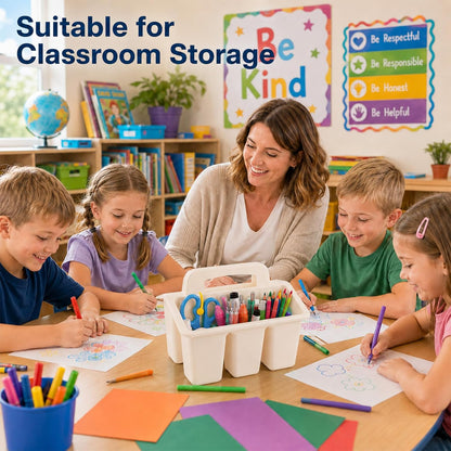 gisgfim 8 Pack Classroom Caddy Storage Basket with Handle 4 Compartment Storage Caddy Plastic Arts Crafts Caddies Protable Classroom Craft Caddies for Kids Schools Art Craft Supplies(Pastel)