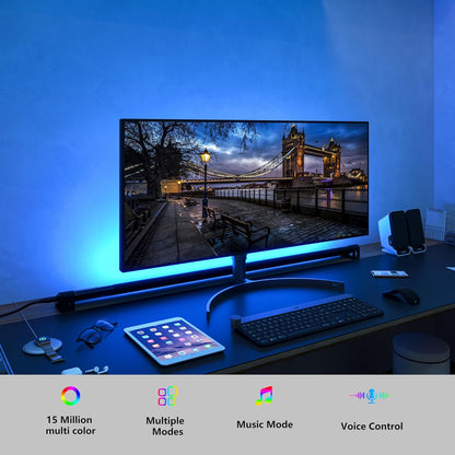 LED Smart TV Light Bar 36 Inch Light Bar RGBCW WiFi TV Light Bar with Multiple Placement Options for 55-70 inch TVs, Uplighting or backlights for Home, Bedroom, Shelf. Voice and App Control. (72 Inch)