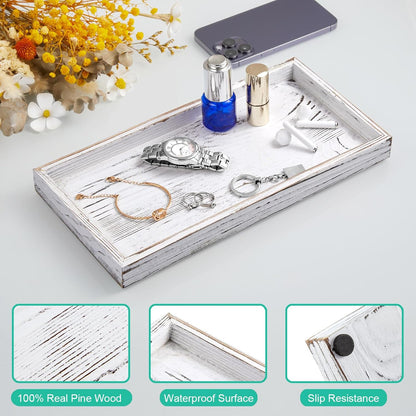 ALELION 8" Acacia Wood Bathroom Vanity Tray for Counter - Dresser Top Tray for Perfume Jewelry Candle Key Catchall - Small Kitchen Countertop Organizer for Soap Dispenser and Sponge Holder