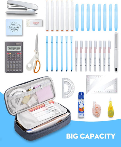 YOKUMA Pencil Case,Large Capacity Pencil Pouch,Aesthetic Zipper Pencil Box, Back to School Supplies for College Student Teen Adults,Travel Essentials,Electronic Cable Organize