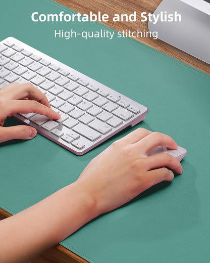 AFIING Desk Pad Protector 23.6" x 13.7" - Non-Slip Waterproof PU Leather Desk Mat for Mouse, Keyboard, Laptop, Office and Home Workspace (Beige)
