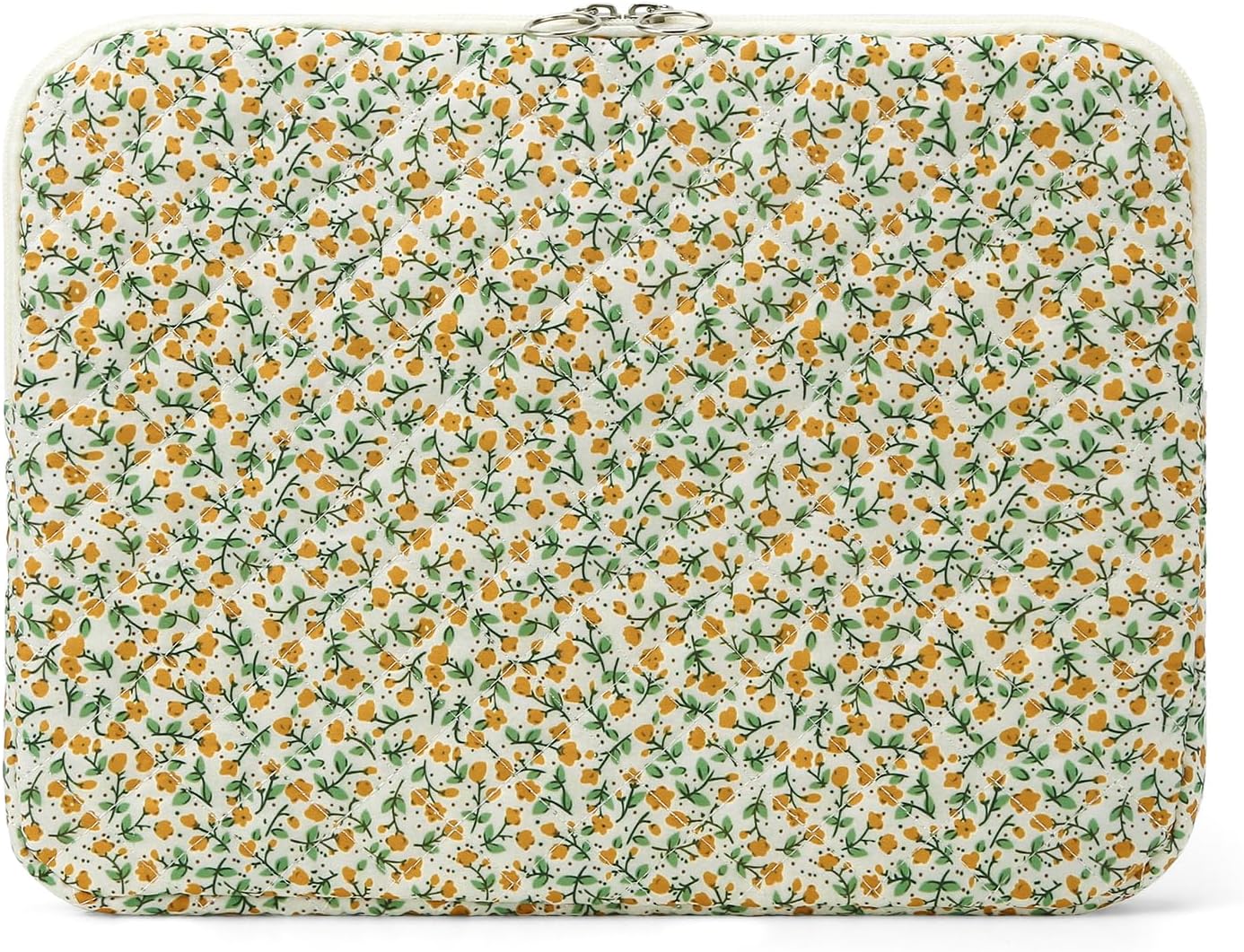 Puffy Laptop Sleeve 13 Inch Cute Quilted Laptop Protective Case Padded Floral Computer Sleeve for MacBook (A-Blue, 13 Inch)