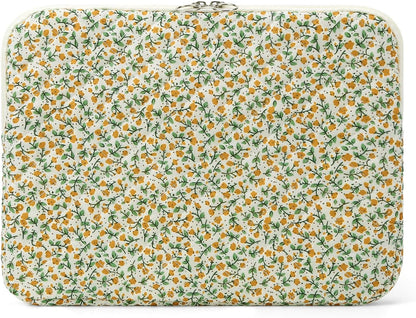 Puffy Laptop Sleeve 13 Inch Cute Quilted Laptop Protective Case Padded Floral Computer Sleeve for MacBook (A-Blue, 13 Inch)