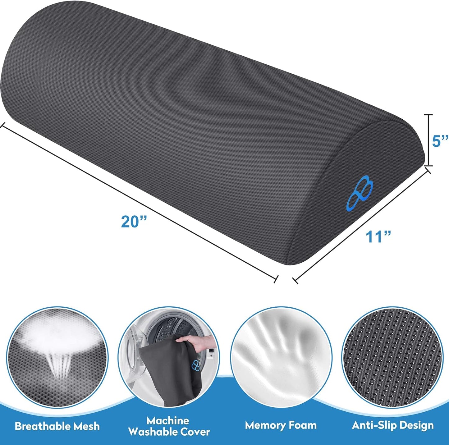 StepLively Foot Rest Ergonomic Pillow for Under Desk at Work, Anti-Fatigue Footrest Support Pillow for Fatigue & Pain Relief, Comfortable for Office Chair, Car Seat & Gaming Chair - Black