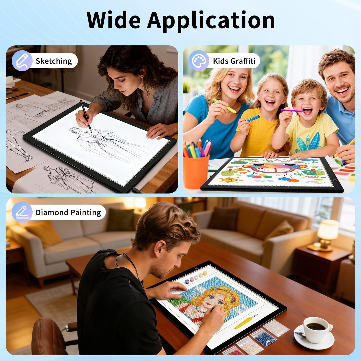 A4 LED Tracing Light Pad with Stand & 2 Clips, Ultra-Thin Portable Light Box for Tracing, Adjustable Dimmable Brightness Eye Care Type-C for Diamond Art, Sketching, Drawing, Artists Hobbyists