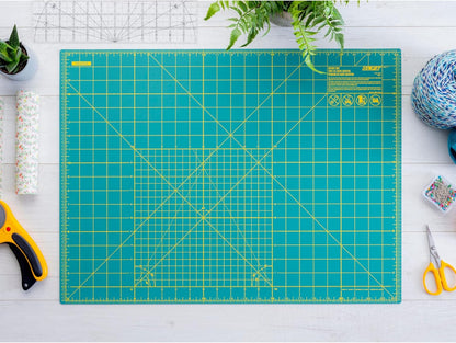 OLFA 18" x 24" Self Healing Rotary Cutting Mat (RM-SG) - Double Sided 18x24 Inch Cutting Mat with Grid for Quilting, Sewing, Fabric, & Crafts, Designed for Use with Rotary Cutters (Green)