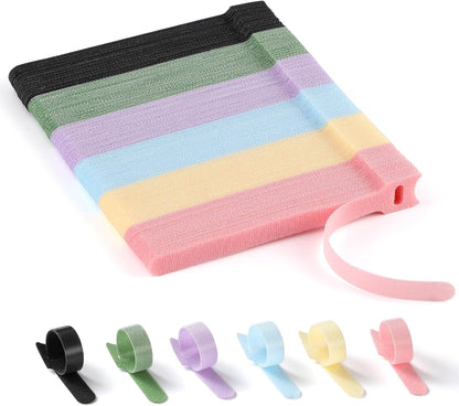 150PCS Cable Ties, 4+6+8+10 inch Multi-Colour Straps for Cable Management, Adjustable Fastening Cord Wraps, Multi-Purpose Reusable Hook and Loop for Home, Office and Garage
