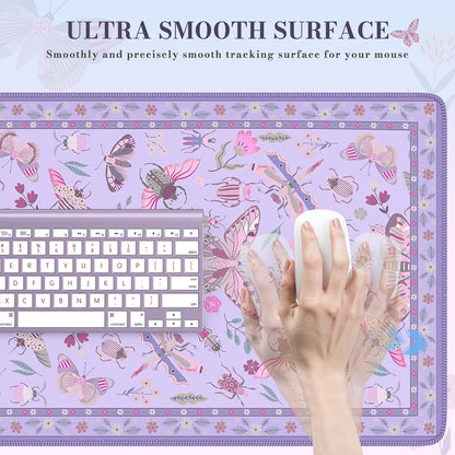 iCasso Desk Cover Mat, Office Mouse Pad, Desk Protector Mat, Extra Large Matt for Desktop,Anti-Slip XXL Big Mousepad with Stitched Edges for Computer Keyboard Retro Black - Colors B