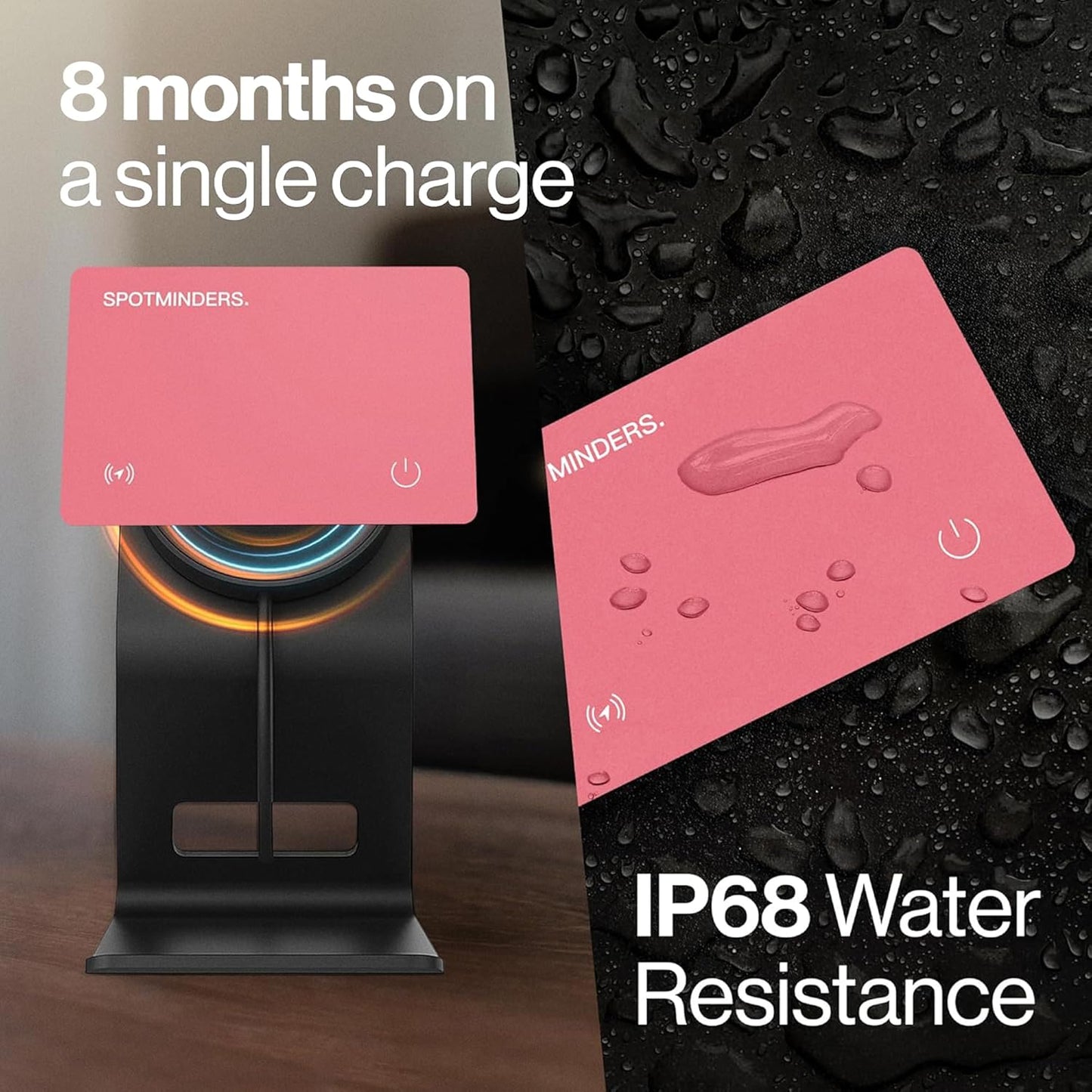 SPOTMINDERS Apple MFi Certified Wallet Tracker PRO for Travel Credit Card Design Works with Apple Find My IP68 Waterproof Rechargeable Tracking Card for Wallet Luggage Passport 0.07in Slim Item Finder