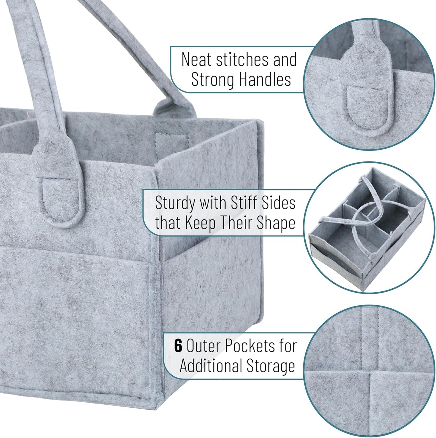 Mr. Pen- Baby Diaper Caddy Organizer, Gray, Medium, Nursery Storage Bin and Car Organizer for Diapers and Baby Wipes