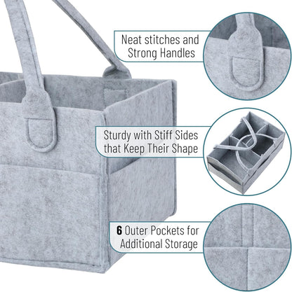 Mr. Pen- Baby Diaper Caddy Organizer, Gray, Medium, Nursery Storage Bin and Car Organizer for Diapers and Baby Wipes