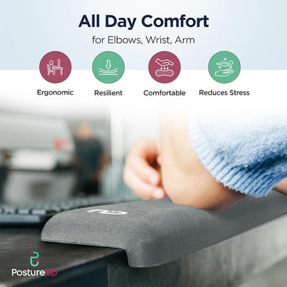 EdgeRest PostureUp L-Shaped Desk Long Wrist Rest Elbow, Forearm & Wrist Comfort Support for Table or Desk Edge, Non-Slip, Memory Foam Padding, Ergonomic Design for Work, Universal Fit, Black