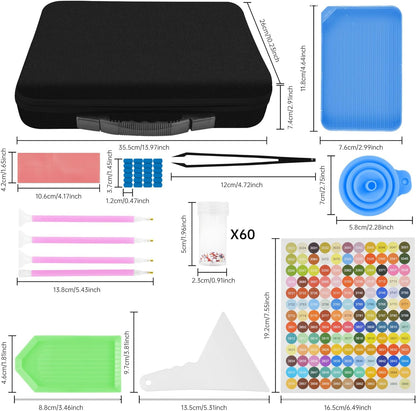 Mlife Diamond Painting Storage Boxes,1 Diamond Painting A4 Light Box Tracing Light Board with 3 Brightness, 80 Slots Bead Storage with 5D Diamond Art Accessories and Tools Kit（Purple）