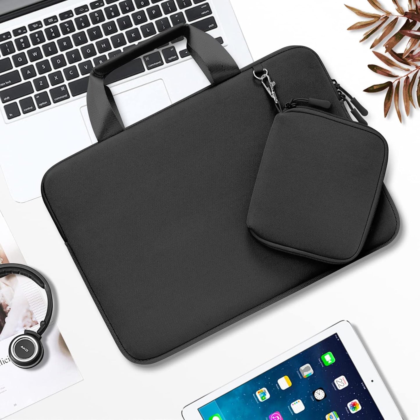 MOSISO Laptop Case 13.3 inch, 13-13.3 inch Laptop Sleeve Bag Compatible with MacBook Air/Pro 13 / Pro 14, HP Dell ASUS, Neoprene Carrying Computer Bag with Handle&Detachable Small Case, Pink