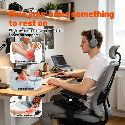 Chair Armrest Pads, Adjustable Height Office Chair Arm Rest Booster, Enhanced Comfort, Chair Armrest Elevator Pads, Elbow Support Cushion for Computer, Gaming and Desk Chairs