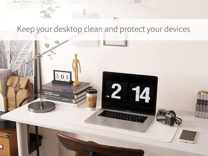 RENMTURE Dual-Sided Mouse Pad, Natural Cork & PU Leather Large Desk Pad for Office and Home Work, Desk Protector Non-Slip, Waterproof, Easy Clean (Olive Green, 32"x16")