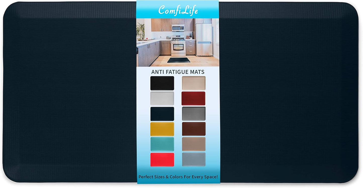 ComfiLife Anti Fatigue Floor Mat – 3/4 Inch Thick Kitchen Mats for Floor, Standing Desk Mat, Kitchen Rug – Comfort at Home, Office – Durable – Stain Resistant – Non-Slip Bottom (20" x 32", Black)