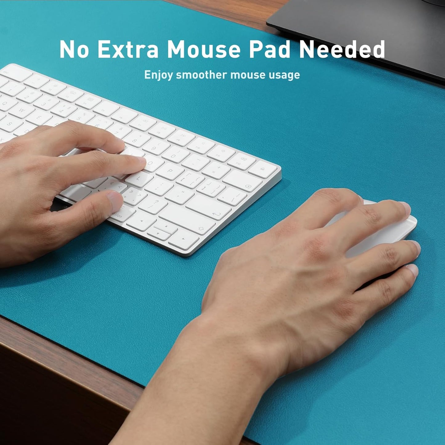 Aothia Leather Desk Pad Protector, Mouse Pad, Office Desk Mat, Non-Slip PU Leather Desk Blotter, Laptop Desk Pad, Waterproof Desk Writing Pad for Office and Home(Dark Blue,31.5" x 15.7") - Colors B